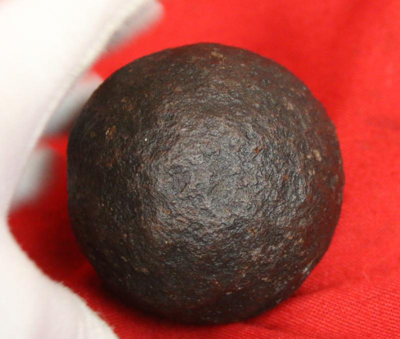 Battle Of Waterloo Recovered Near The Crossroads of La Haye Sainte, 3 Pounder Cannon Ball Used By The Kings German Legion at Waterloo Commanded by Cpt Andrew {Andreas} Cleeves. And Kept By Him after The Battle