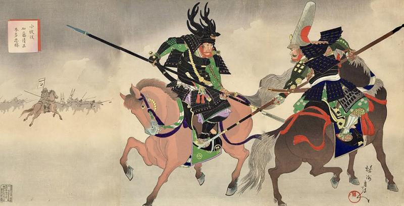 Early Samurai 袋槍 Fukuro-Yari, Helmet & Armour Piercing Grade Samurai Lance Of Incredible Power, Circa 1336 to 1500. Triple Equilateral Graduating Blade with Red Lacquer Decorated Horimono Bo-Hi To Each Blade Face & Complete With Its Original Pole Haft