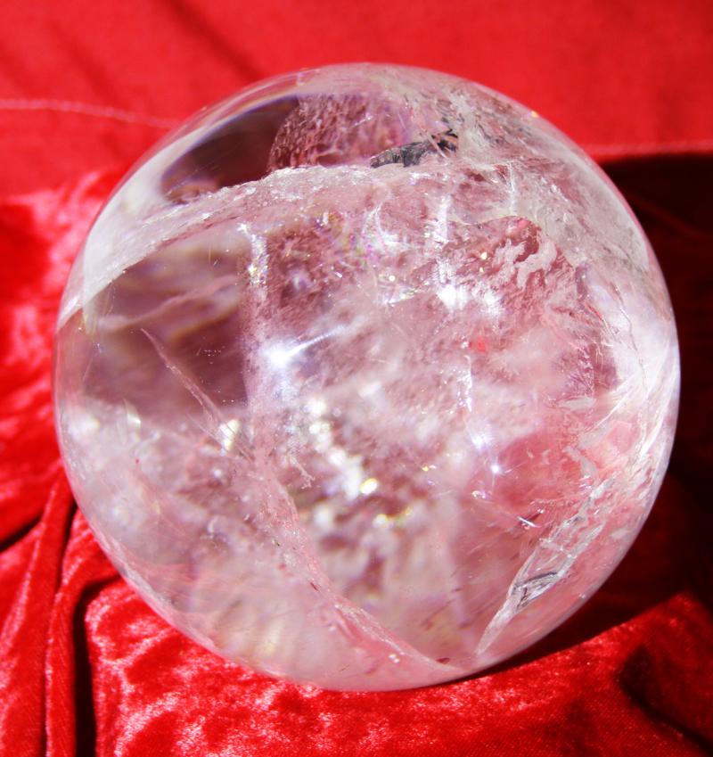 A Stunning Antique Rock Quartz Crystal 'Witch' or 'Scrying' Ball. Containing Internal Veils, Wisps, and Tiny Fissures & Areas Of Incredible Clarity.. A Most Intriguing Classic Antique Collector's Item Of The Esoteric Mystical Arts and Occultism