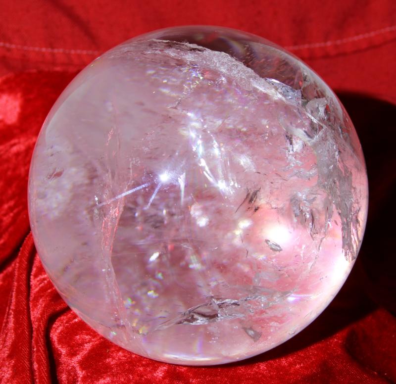 A Stunning Antique Rock Quartz Crystal 'Witch' or 'Scrying' Ball. Containing Internal Veils, Wisps, and Tiny Fissures & Areas Of Incredible Clarity.. A Most Intriguing Classic Antique Collector's Item Of The Esoteric Mystical Arts and Occultism