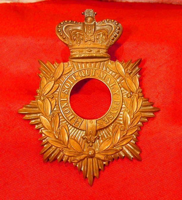 A Very Good Victorian 1881 British Army Garter Star Helmet Plate