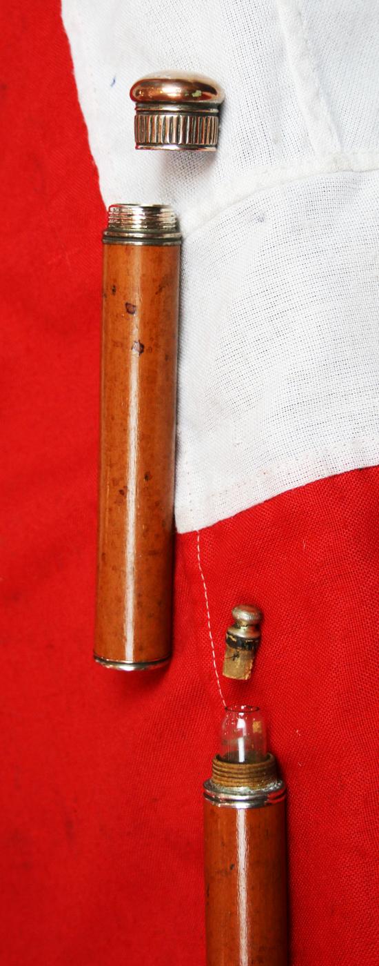 A Beautiful Victorian Hidden Gadget System Cane, Known As the Toulouse-Lautrec Cane. In Carved Mallacca Wood