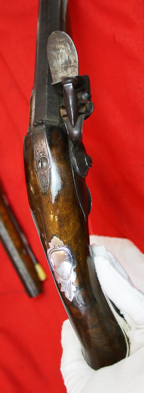 A Magnificent Pair of 18th Century London, Silver Mounted Long Holster Pistols Circa 1720, By George Halfhide of The Minories London. Elected Master of the London Gunmakers Company in 1736