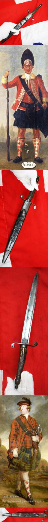 An 18th Century 1770's Royal Naval or Scottish Highlander's Officer's Dirk. Steel and Staghorn Hilt With 'S' Quillons Rare Original Leather & Steel Mounted Scabbard, With Scottish Bullet & Dart Pattern Embossed Leather & Scottish Staghorn Hilt