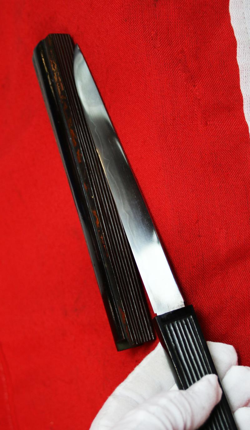 A Most Superb And Rare Early Koto Period Shikome-Tessen, with Fine Quality Concealed Blade Bearing a Stunning Hamon & Hada A Hidden High Ranking Samurai's, {Such as a Daimyo, or Kumigashira 組 頭} Samurai Tanto War Fan, Called a Shikome-Tessen