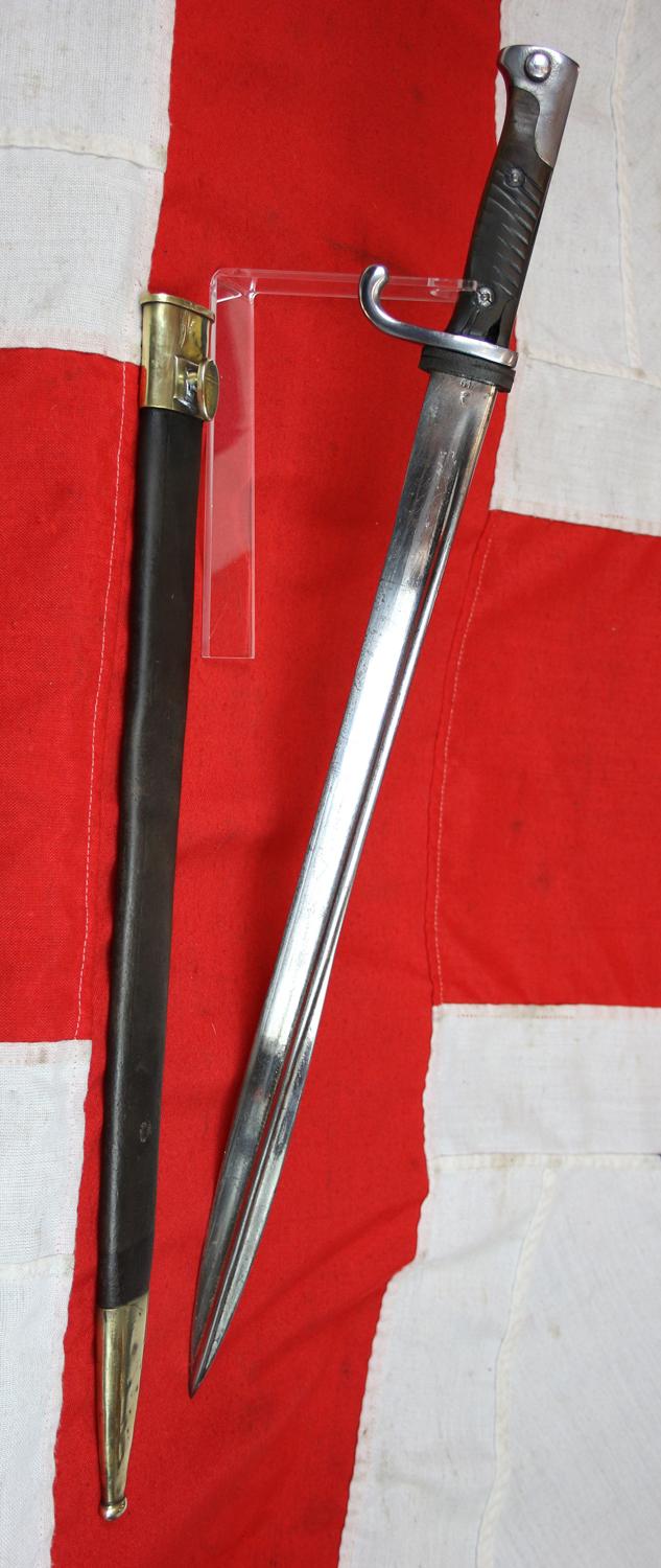 A Most Rare And Highly Desirable Prussian M1860-98 Bayonet, Originally Made For the Dreyse Needle Fire Rifle, Used in the Franco Prussian War Service. Then Upgraded By The Prussian Ordnance For The Mauser 98 in WW1