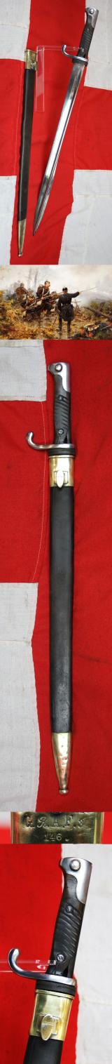 A Most Rare And Highly Desirable Prussian M1860-98 Bayonet, Originally Made For the Dreyse Needle Fire Rifle, Used in the Franco Prussian War Service. Then Upgraded By The Prussian Ordnance For The Mauser 98 in WW1