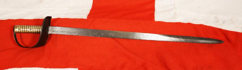 An Antique 19th Century, Victorian, Naval Ship's Cutlass Iron Bowl With Steel Blade and Cast Ribbed Brass Grip