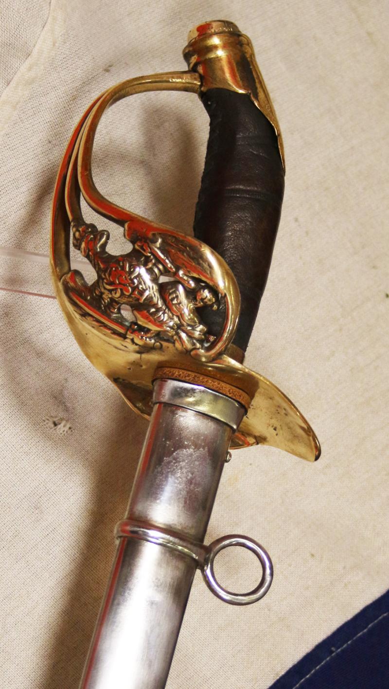 A Good & Sound 1889 Pattern Imperial German WW1 Officers Sword With Prussian Eagle Hilt. Double Fullered Blade and Bright Polished Steel Combat Scabbard