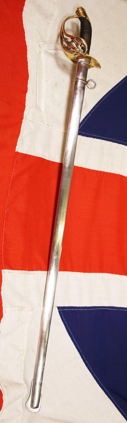 A Good & Sound 1889 Pattern Imperial German WW1 Officers Sword With Prussian Eagle Hilt. Double Fullered Blade and Bright Polished Steel Combat Scabbard