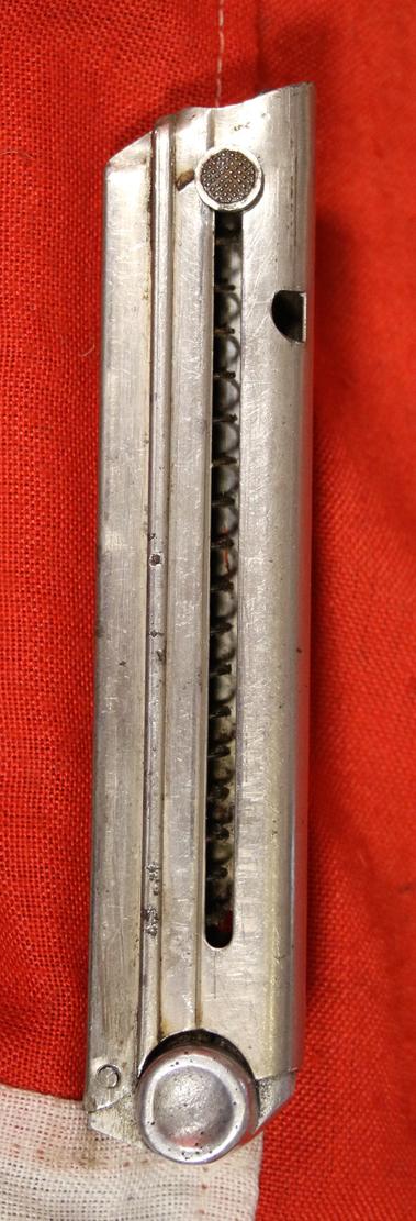 A Wonderful Original Accessory For a German WW1 and WW2 Service Luger Semi Auto Pistol. A 1930's German Spare Magazine With Aluminium Base Unnumbered