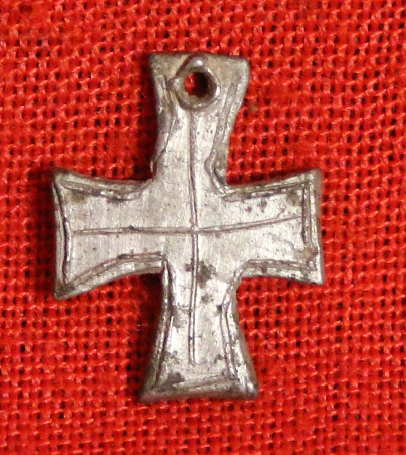 A Superb Battle of Waterloo Artifact Recovered From The Battle Site, A Soldier's Small Silver Metal Crucifix, Lost On The Field of Battle At Waterloo & Recovered at La Haye Sainte.