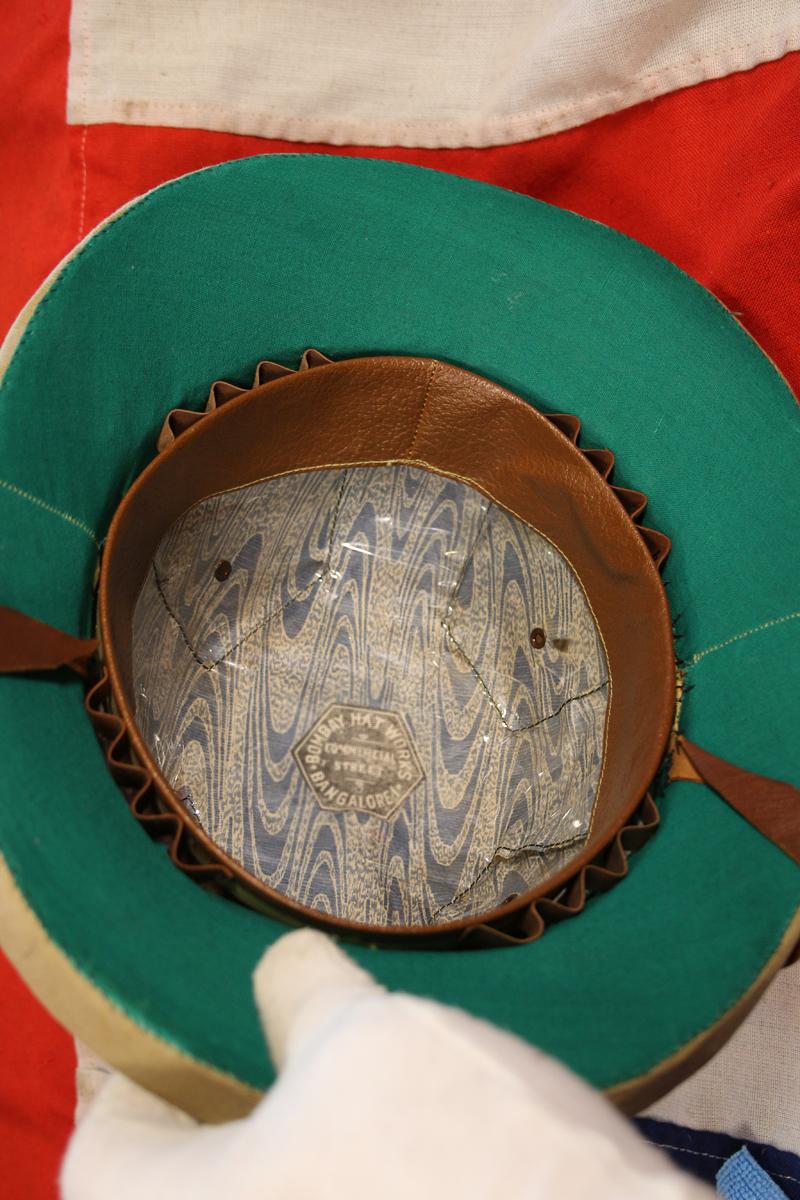 A Superb Officer's 'Bombay Bowler' Sun Hat, The Favourite Pith Helmet Sun Hat Type of Sir Winston Churchill, Made by the Bombay Hatworks In Bangalore. In Excellent Condition