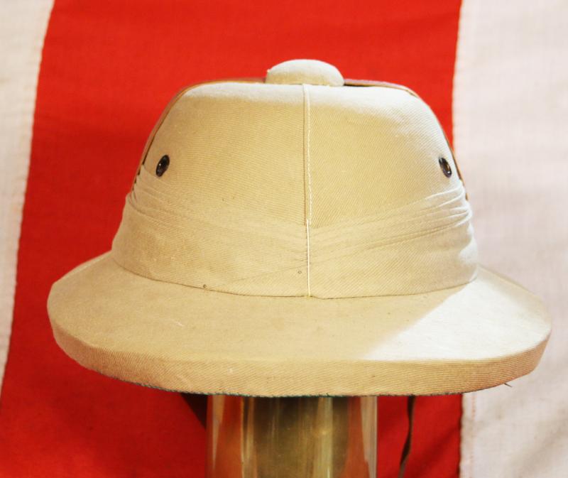 A Superb Officer's 'Bombay Bowler' Sun Hat, The Favourite Pith Helmet Sun Hat Type of Sir Winston Churchill, Made by the Bombay Hatworks In Bangalore. In Excellent Condition