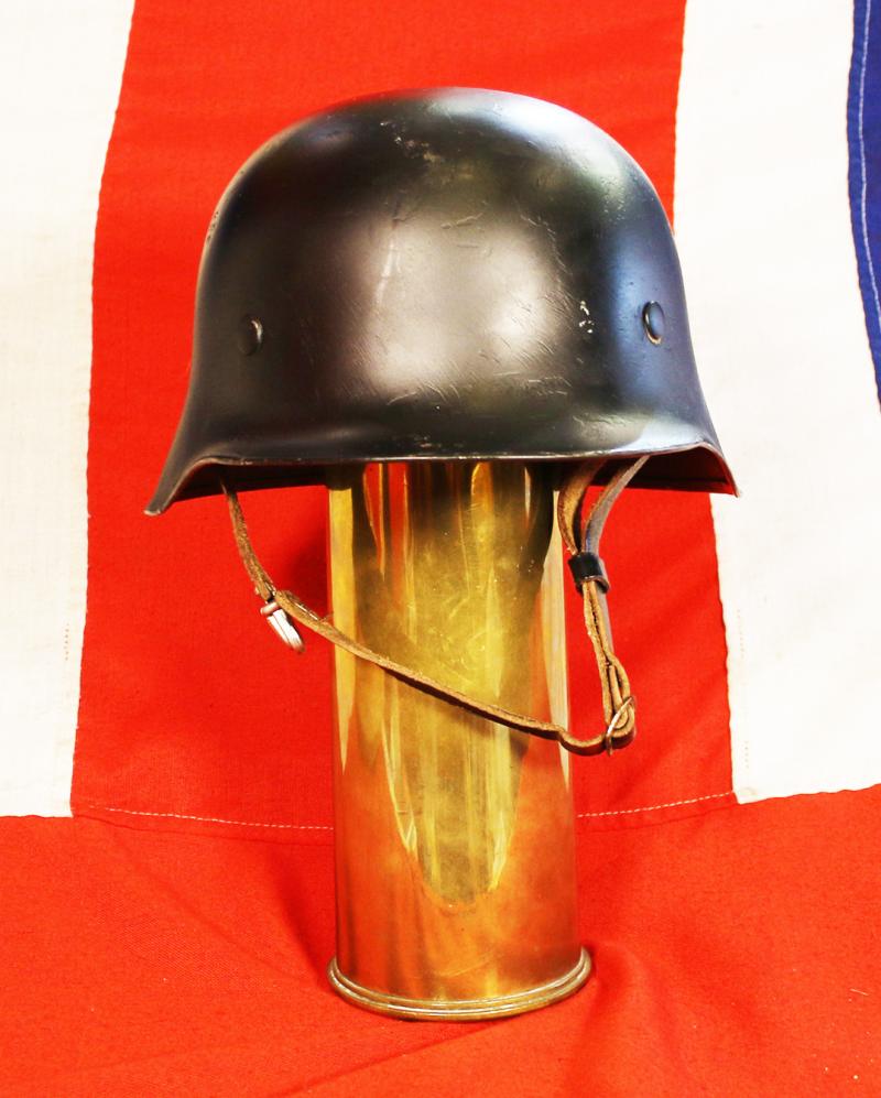 A WW2 German, Third Reich Period, Police Ordnungspolizei Helmet Complete with Original Liner and Chinstrap
