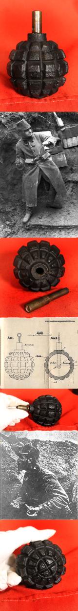 An Original, Inert, Imperial German, WW1, Trench Fragmentation Grenade, The Kugelhandgranate Model 1915